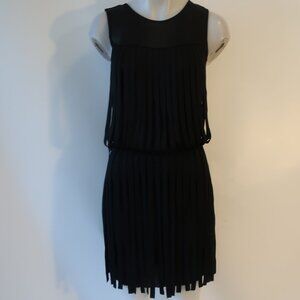 Womens Cheap and Chic by Moschino Black Sleeveless Fringed Ribbon Dress XS